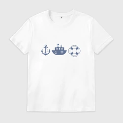 Мужская футболка хлопок Якорь спасательный круг корабль