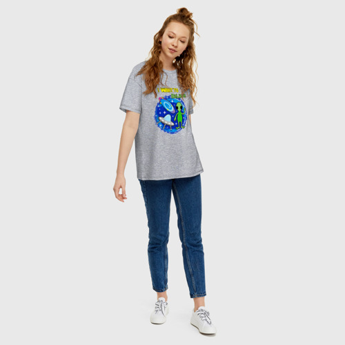 Женская футболка хлопок Oversize с принтом Космос вселенная НЛО я хочу верить, вид сбоку #3