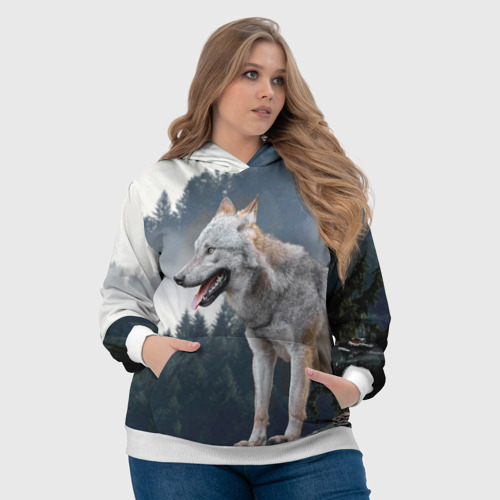 Женская толстовка 3D Волк на фоне леса, цвет 3D печать - фото 6
