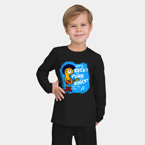 Детская пижама с лонгсливом хлопок с принтом Давайте танцевать рок и панк, фото на моделе #1