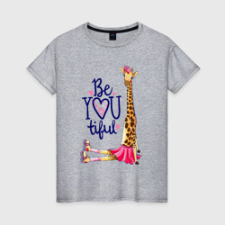 Прекрасная жирафа на роликах – Женская футболка хлопок с принтом купить со скидкой в -20%