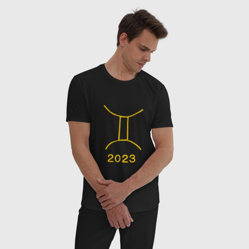 Мужская пижама хлопок 2023 - близнецы, цвет черный - фото 3