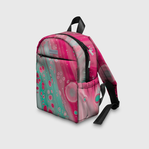 Детский рюкзак 3D с принтом Розовые и голубые краски, вид сбоку #3