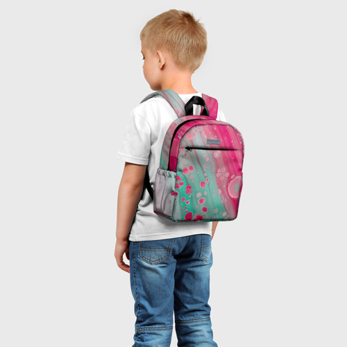 Детский рюкзак 3D с принтом Розовые и голубые краски, фото на моделе #1