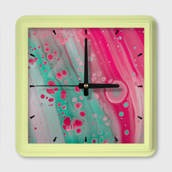 Розовые и голубые краски – Настенные часы квадратные с принтом купить