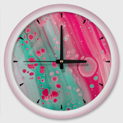 Розовые и голубые краски – Настенные часы круглые с принтом купить