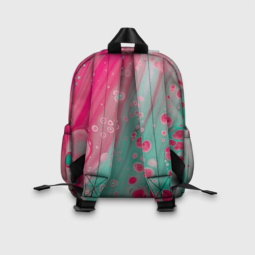 Детский рюкзак 3D с принтом Розовые и голубые краски, вид сзади #2