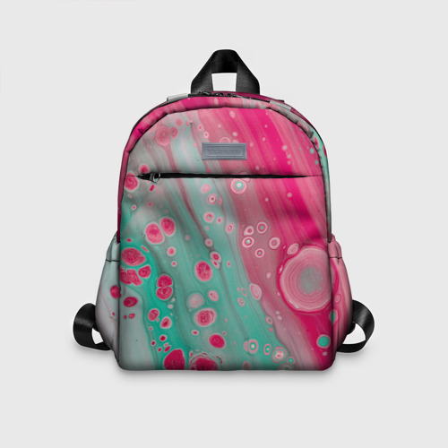 Детский рюкзак 3D с принтом Розовые и голубые краски, вид спереди #2