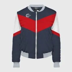 Женский бомбер 3D Firm темно-синий с красной полосой