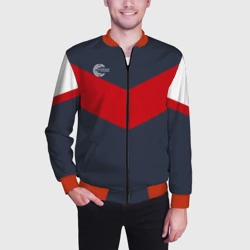 Мужской бомбер 3D Firm темно-синий с красной полосой - фото 2