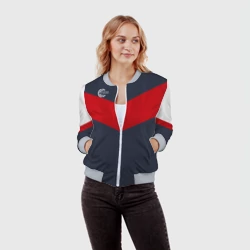 Женский бомбер 3D Firm темно-синий с красной полосой - фото 2