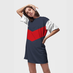 Платье-футболка 3D Firm темно-синий с красной полосой - фото 2