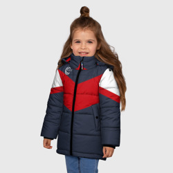 Зимняя куртка для девочек 3D Firm темно-синий с красной полосой - фото 2