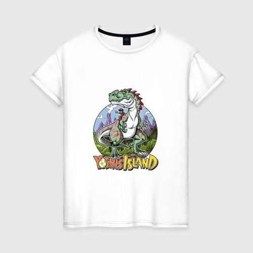 Женская футболка хлопок с принтом Yoshi's island, вид спереди #2