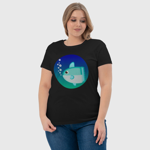 Женская футболка хлопок с принтом Луна-рыба, фото #4