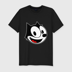 Мужская футболка хлопок Slim Cat Felix head