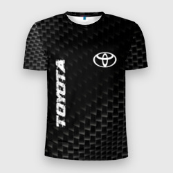 Мужская футболка 3D Slim Toyota карбоновый фон