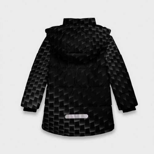 Зимняя куртка для девочек 3D с принтом Toyota карбоновый фон, вид сзади #1