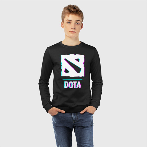 Детский свитшот хлопок Dota в стиле glitch и баги графики, цвет черный - фото 7