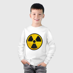 Лонгслив с принтом Nuclear для ребенка, вид на модели спереди №2. Цвет основы: белый
