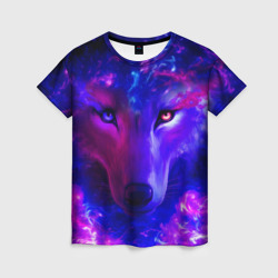 Женская футболка 3D Волшебный звездный волк