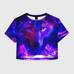Женская футболка Crop-top 3D Волшебный звездный волк