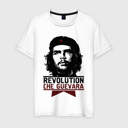 Мужская футболка из хлопка с принтом Revolution hero, вид спереди №1