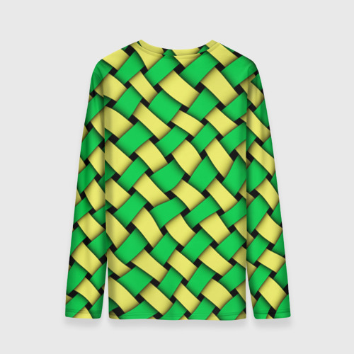 Мужской лонгслив 3D Жёлто-зелёная плетёнка - оптическая иллюзия, цвет 3D печать - фото 2