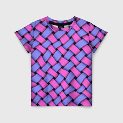 Детская футболка 3D Фиолетово-сиреневая плетёнка - оптическая иллюзия