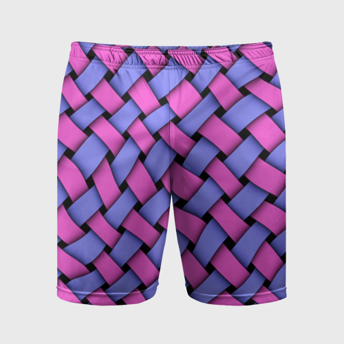Мужские шорты спортивные Фиолетово-сиреневая плетёнка - оптическая иллюзия, цвет 3D печать