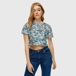 Женская футболка Crop-top 3D Мозаика из цветных камней - фото 2