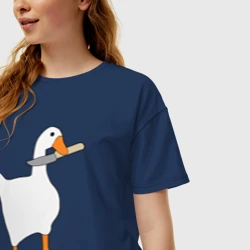 Женская футболка хлопок Oversize Опасный гусь - фото 2