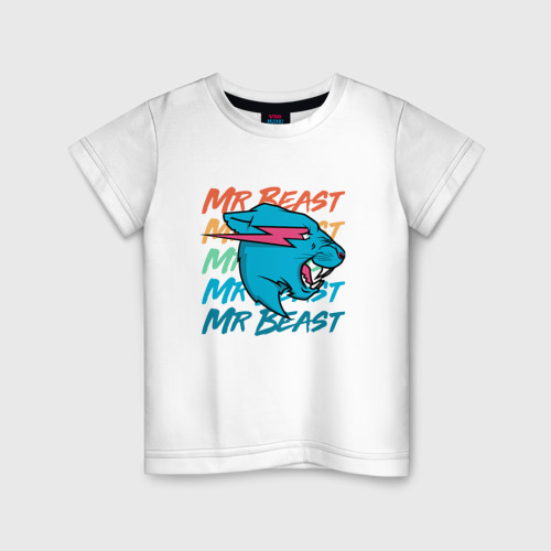 Детская футболка из хлопка с принтом Mr Beast art, вид спереди №1