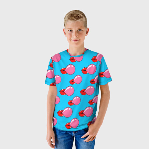 Детская футболка 3D Губы с жвачкой, цвет 3D печать - фото 3