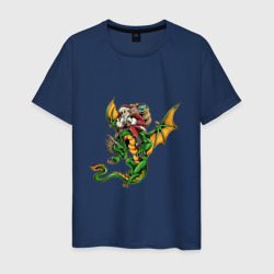 Мужская футболка хлопок Санта на драконе