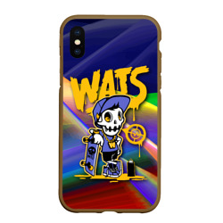 Чехол для iPhone XS Max матовый Whats - скелет со скейтбордом