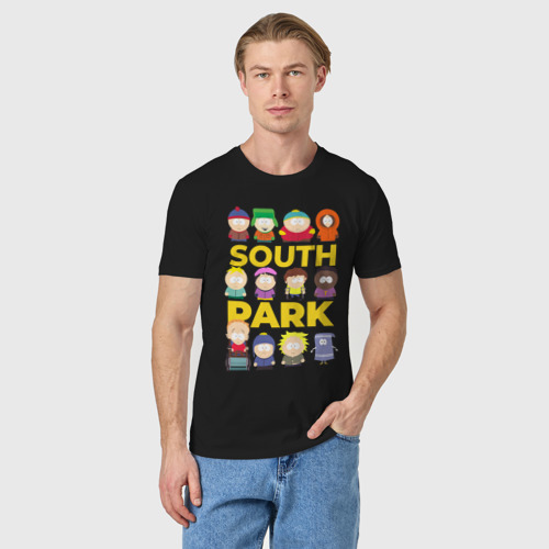 Мужская футболка хлопок Южный Парк персонажи, цвет черный - фото 3