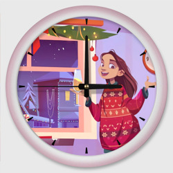 За 5 минут до Нового года – Настенные часы круглые с принтом купить