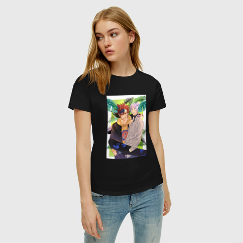Женская футболка хлопок Друзья Ланга и Рэки, цвет черный - фото 3