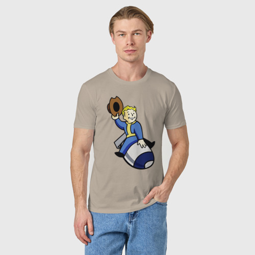Мужская футболка хлопок Vault boy - bomb rider, цвет миндальный - фото 3