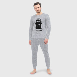 Мужская пижама с лонгсливом хлопок Кот-святоша - фото 2