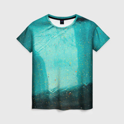 Сине-зелёный туман и мазки красок – Женская футболка 3D с принтом купить со скидкой в -23%