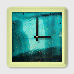 Сине-зелёный туман и мазки красок – Настенные часы квадратные с принтом купить