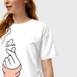 Женская футболка хлопок Oversize Hand click - фото 2