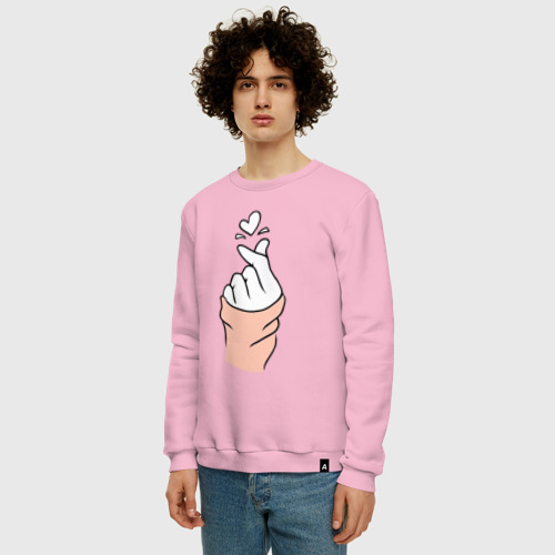 Мужской свитшот хлопок Hand click, цвет светло-розовый - фото 3
