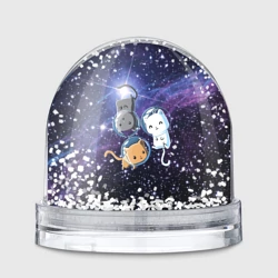 Игрушка Снежный шар Три котика в открытом космосе