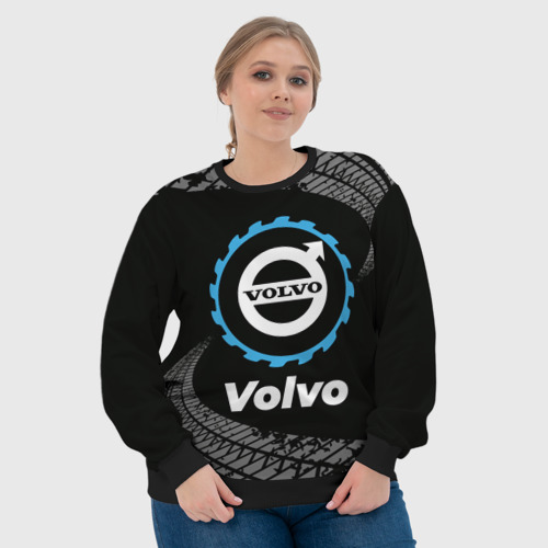 Женский свитшот 3D Volvo в стиле Top Gear со следами шин на фоне, цвет 3D печать - фото 6