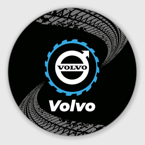 Круглый коврик для мышки Volvo в стиле Top Gear со следами шин на фоне