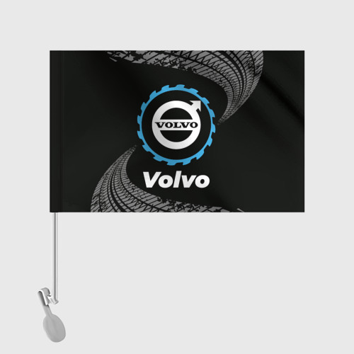Флаг для автомобиля Volvo в стиле Top Gear со следами шин на фоне - фото 2