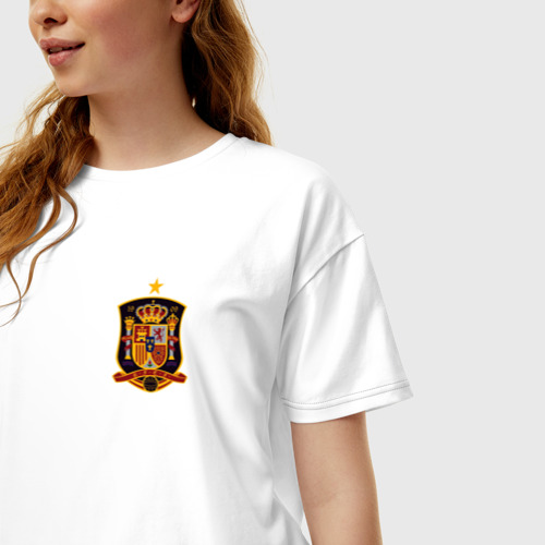 Женская футболка хлопок Oversize Сборная Испании логотип, цвет белый - фото 3